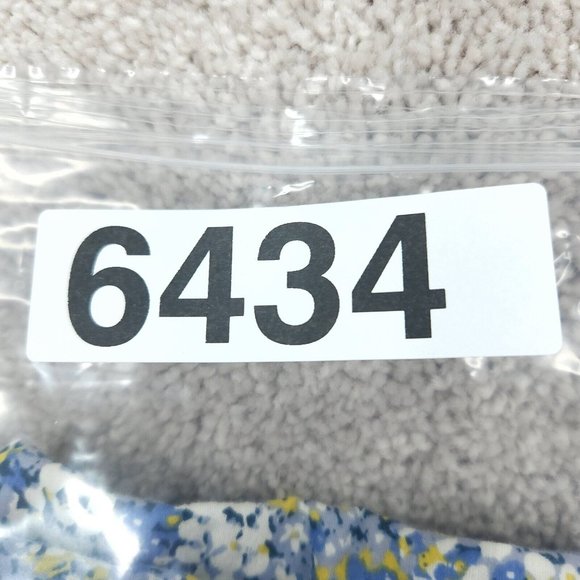 Eddie Bauer Shirt Women's Medium Blue Floral Button Front Short Sleeve Ruffle - Picture 8 of 8